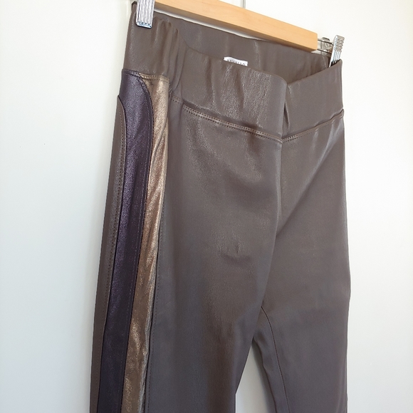 Brunello Cucinelli Leather Pants Side Stripe Espresso Green Size 2 - Picture 5 of 16